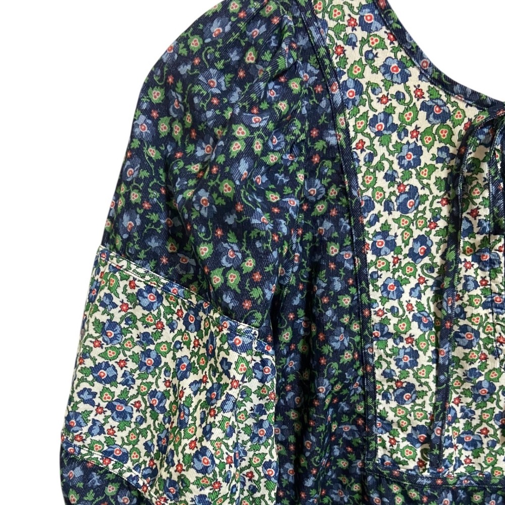 THE GREAT Maiden Floral Patchwork Corduroy Peasant Blouse Cottagecore Size 0/XS - Picture 9 of 13